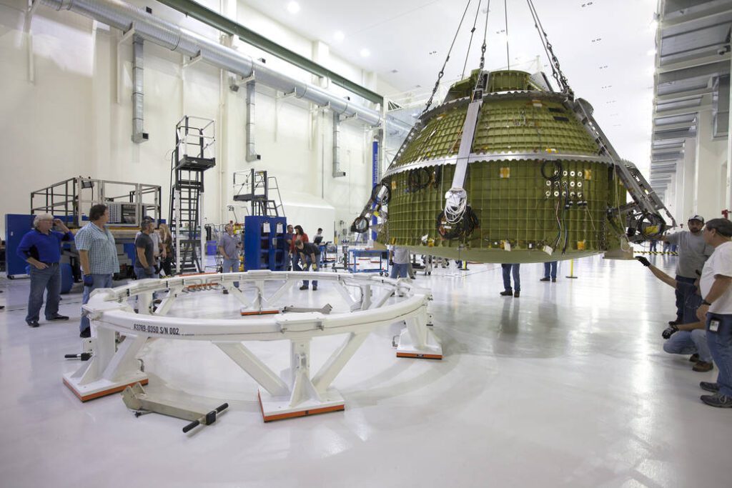 Orion EM-1 Lift & Mate to Test Stand